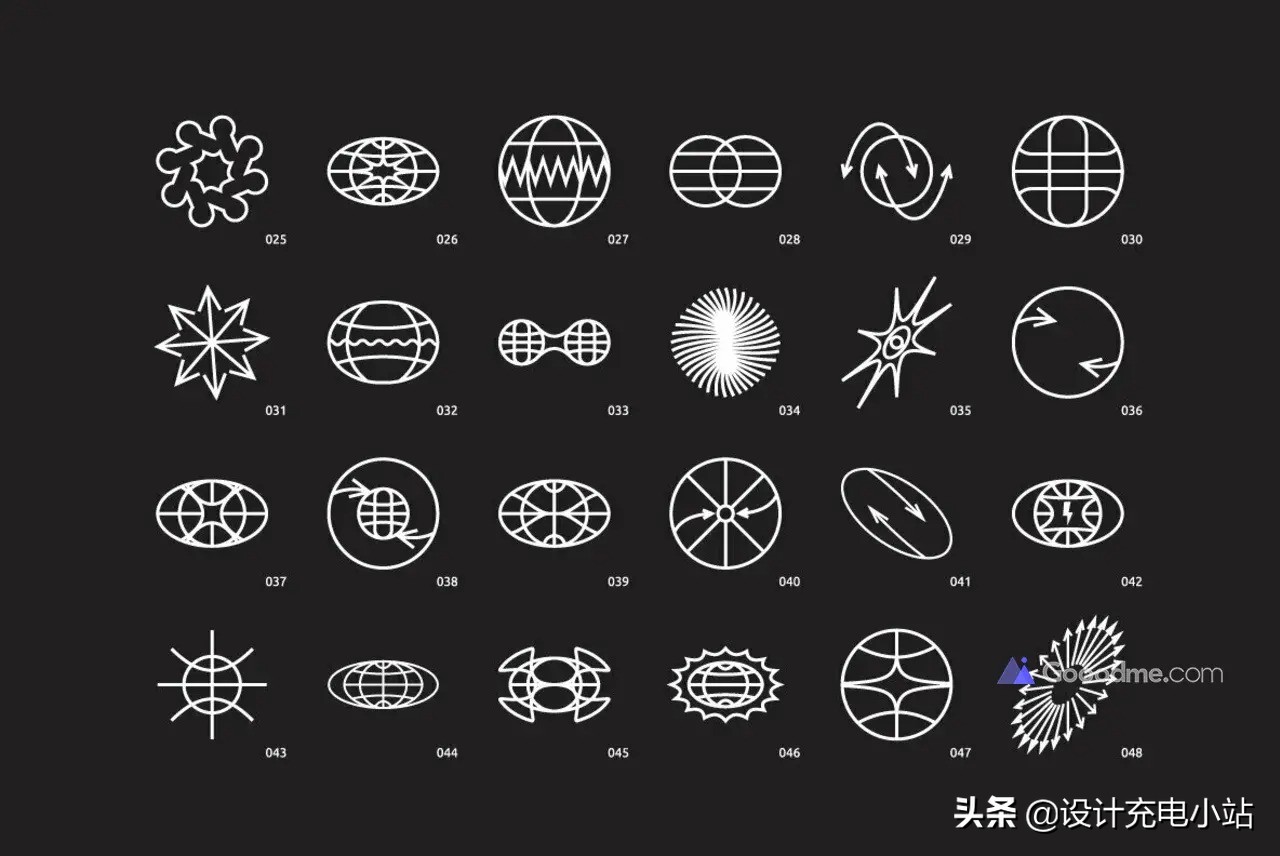 96款创意艺术贴纸酸性Logo抽象几何图形线性图标Ai设计素材源文件