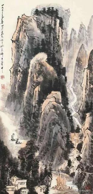 竖幅山水画图片大全精品,陈学良山水画精品欣赏40幅