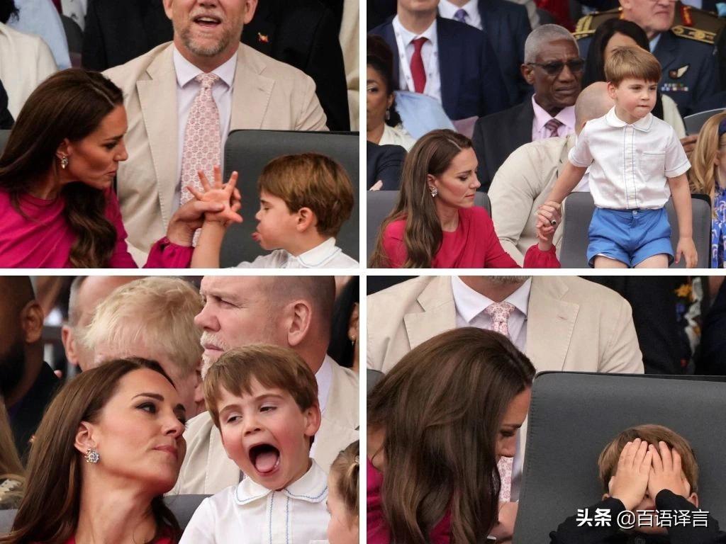 路易又抢女王风头！出席活动时要查尔斯抱，吻妈妈，站凳上吃零食