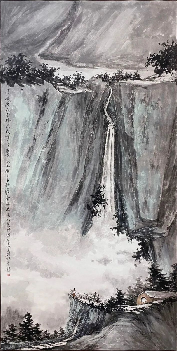 仁山智水山水画,仁山智水书法作品