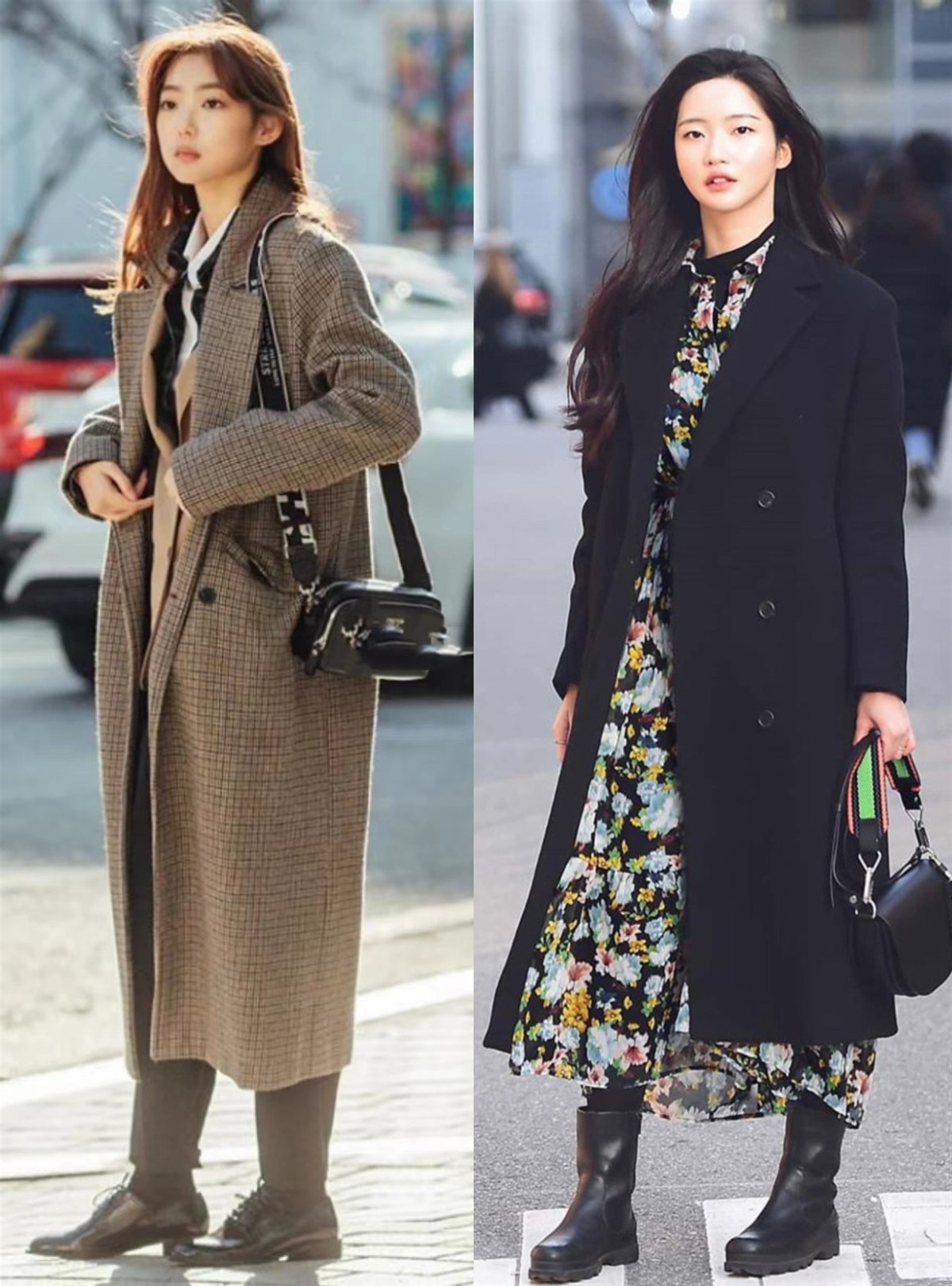 大衣穿搭韩国街拍,新韩国街拍女神