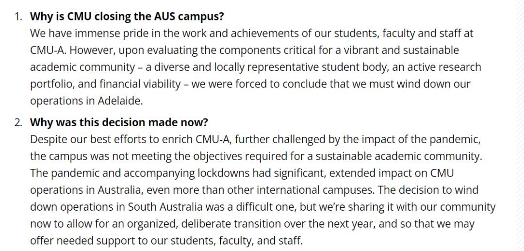 CMU宣布澳洲校区不再接受新生申请...读着读着，学校就没了？