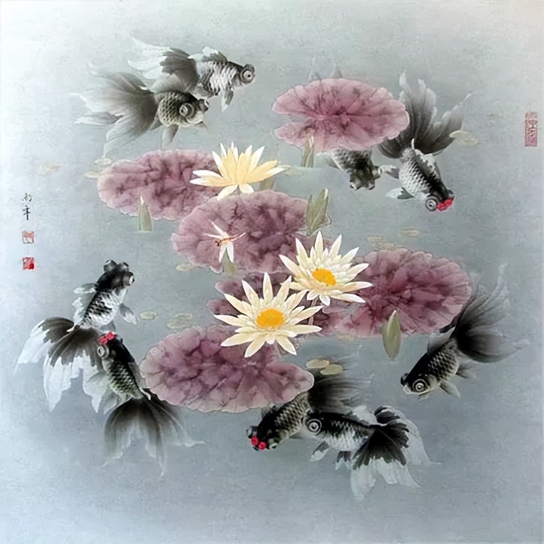 工笔画金鱼图片欣赏,金鱼工笔画精品欣赏