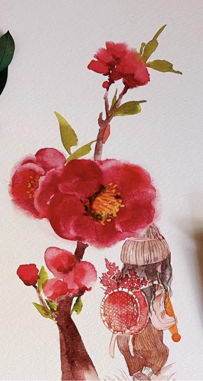 可爱的古风小人插画,古风插画风景手绘简单小图案黑白