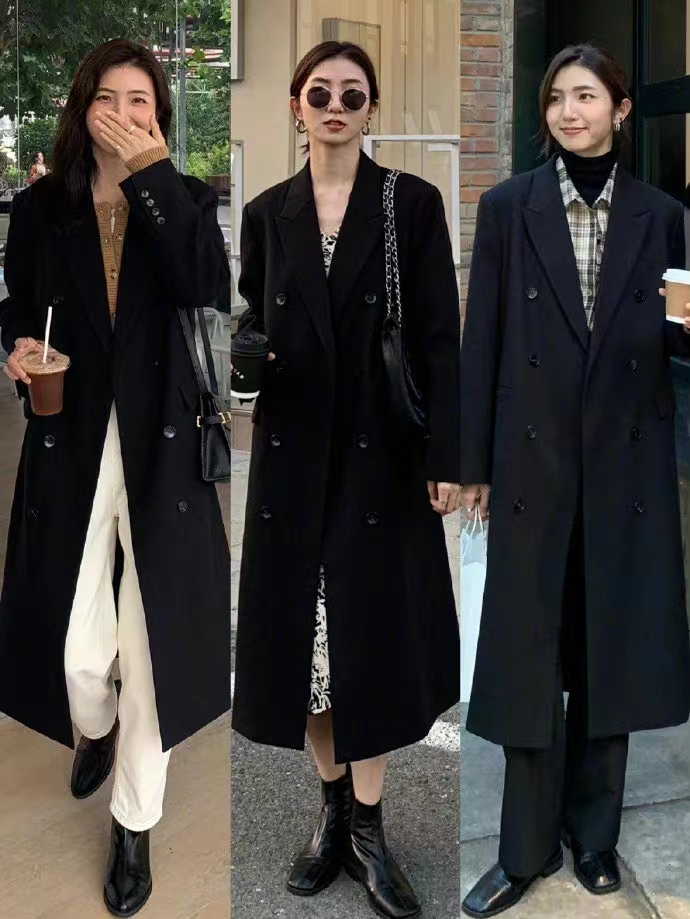 冬季休闲杏色西装外套穿搭小个子,慵懒风竖条纹西装外套怎么搭配