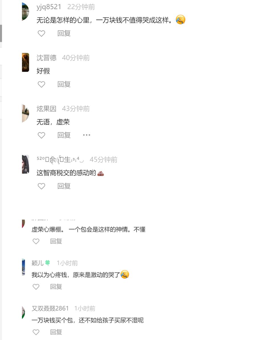 宝妈收到包包痛哭,宝妈因为几十块钱哭