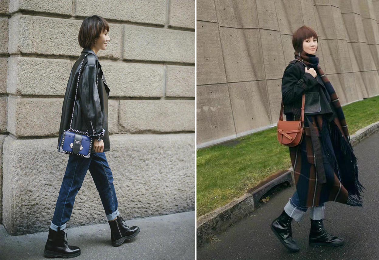 小脚裤马丁靴穿搭,牛仔裤马丁靴搭配女生腿粗冬季