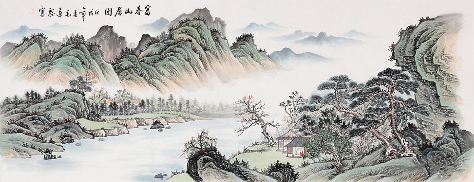 四尺斗方国画山水作品临摹,当代国画大师国画山水作品
