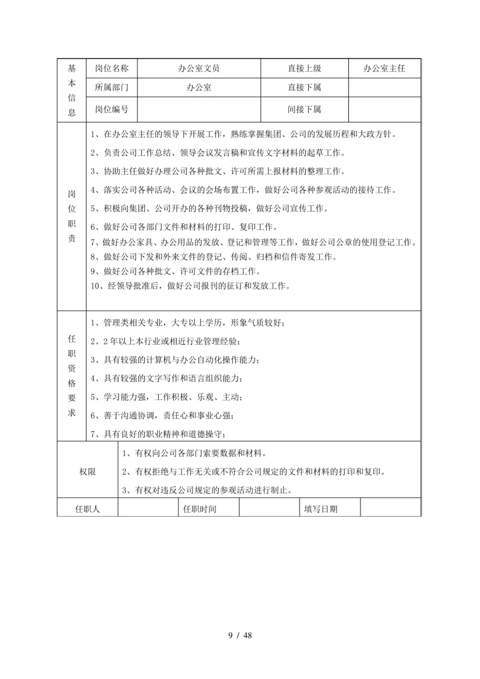 90后经理加班3天整出来的“岗位职责说明书”修改即用！抓紧收藏
