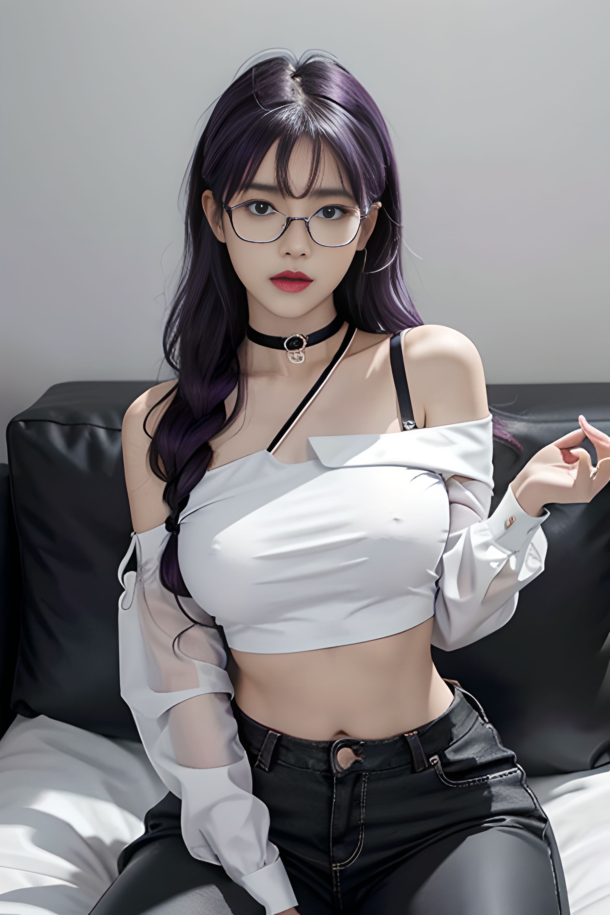 吊带上衣和紧身裤子拉丁舞服,黑色吊带背心蓝色紧身裤