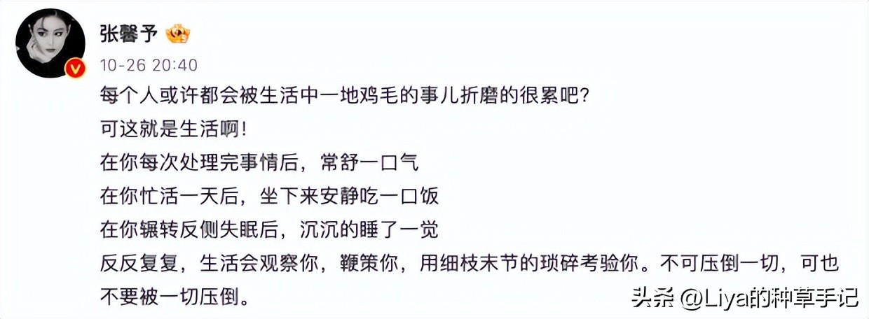 张馨予深夜发感性长文引众人感慨,张馨予说曾经以为自己会一直孤独