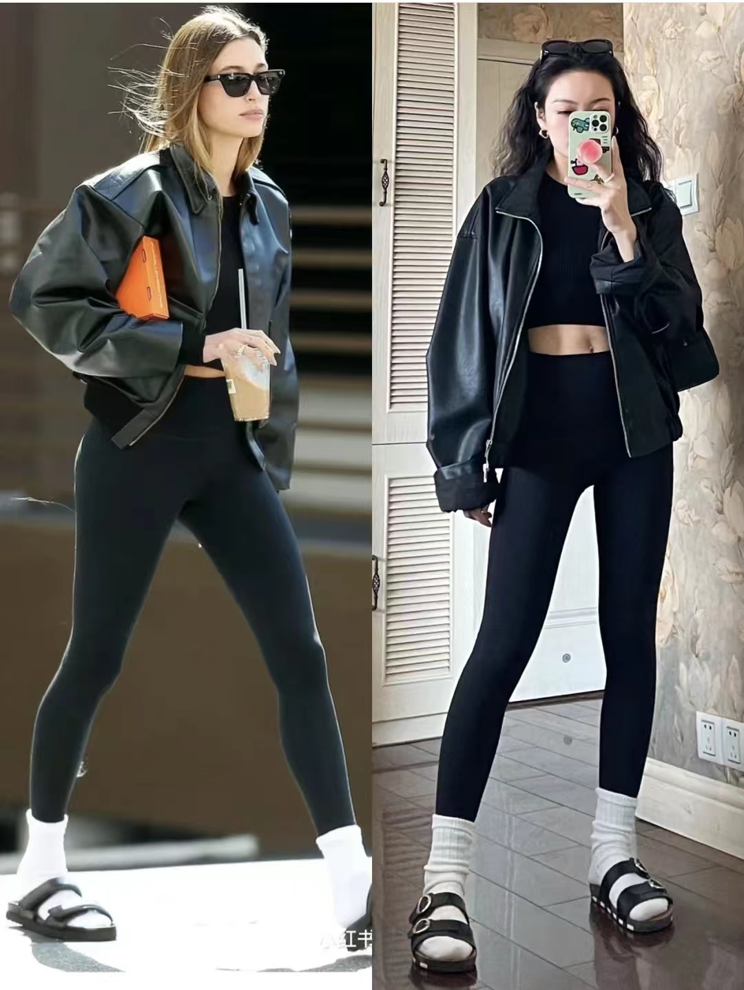 皮衣怎么搭配衣服女秋冬,2020洋气套装皮衣