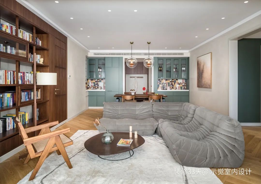 增加进门玄关迎面墙效果图,入户玄关客厅书柜一体效果