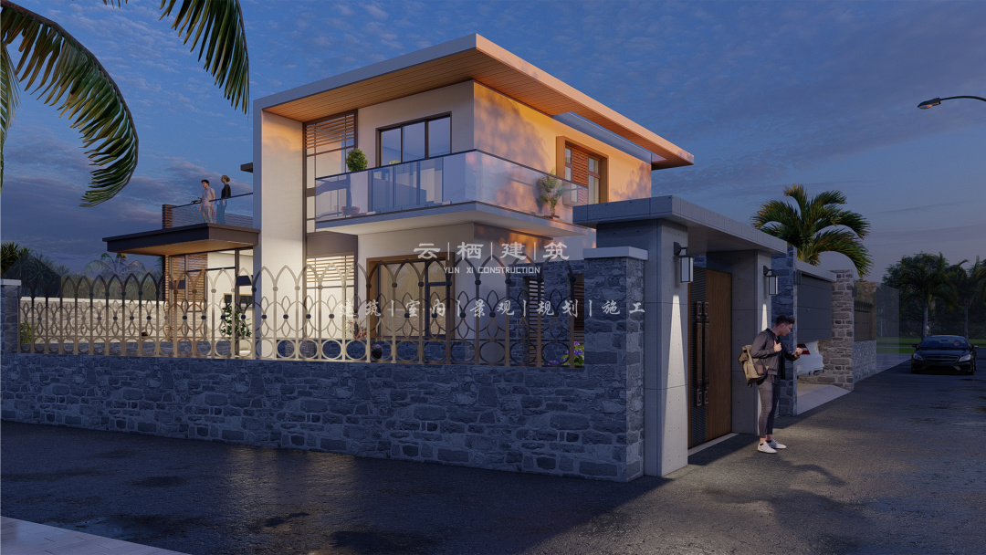 三亚独栋简约二层小别墅,海南三亚农村自建房别墅设计