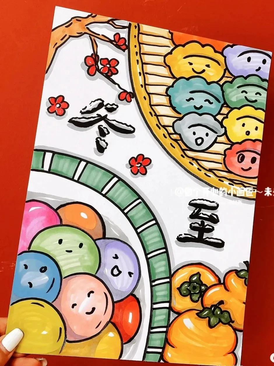 冬天吃的10种美食绘画,餐饮海报创意儿童绘画启蒙