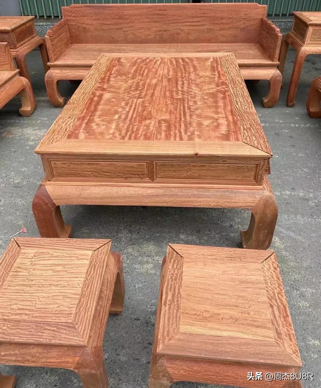 缅甸花梨大果紫檀千里江山图沙发,缅甸大果紫檀虎皮纹沙发