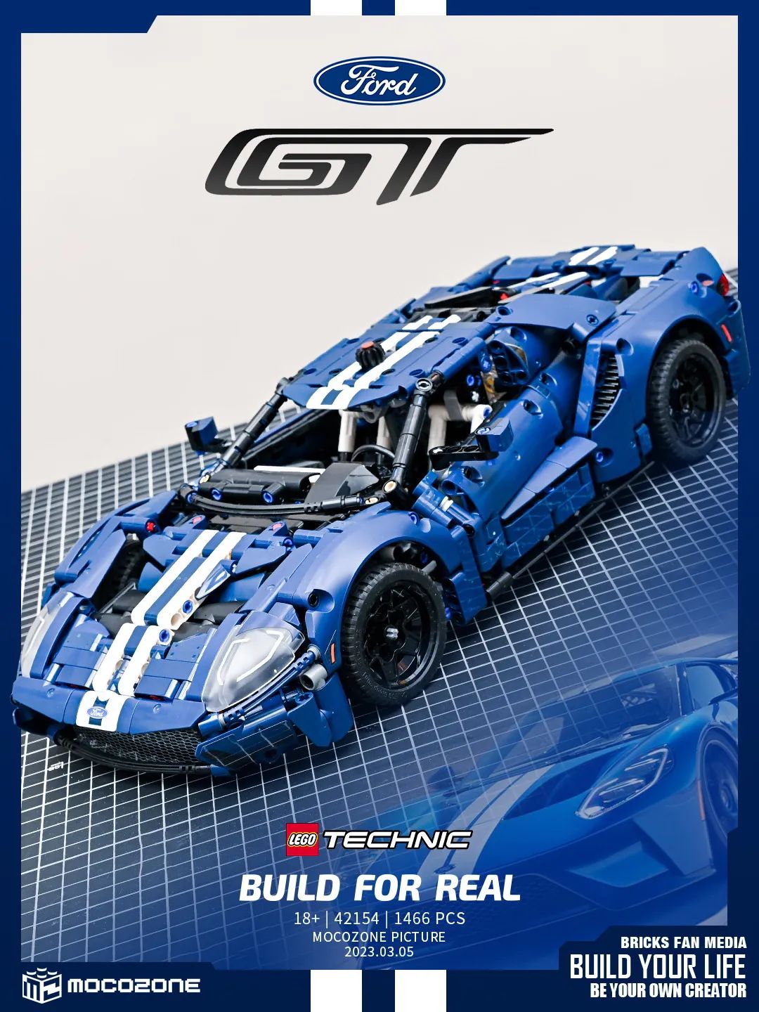 乐高积木福特gt跑车,福特gt2022