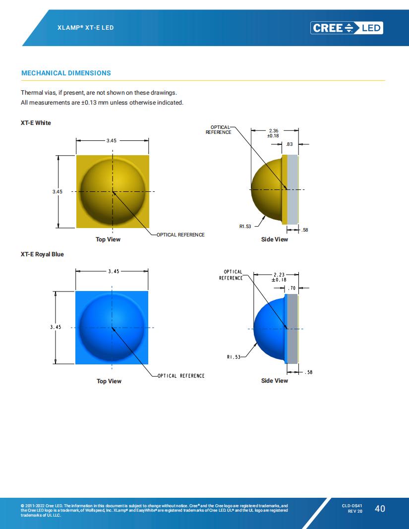恒立高科技｜科锐大功率LED灯珠/CREEXTELED3535灯珠6500K3V3-5W