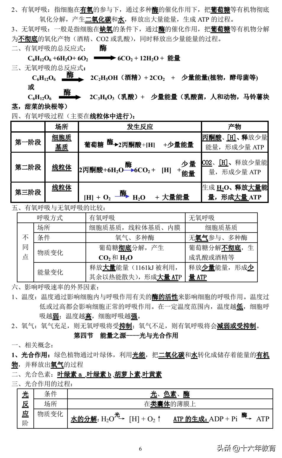 高一期末生物复习必备知识点,高考生物常考点总结