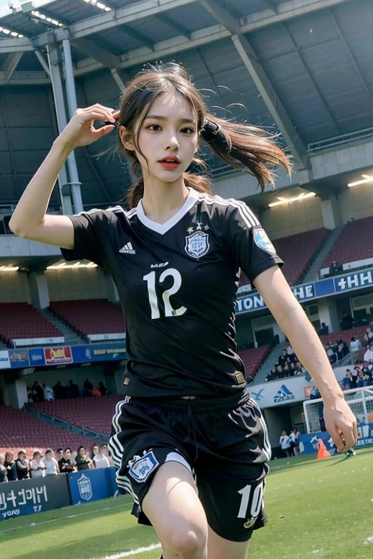 足球场上最美的女孩,足球场上挥洒汗水的少年