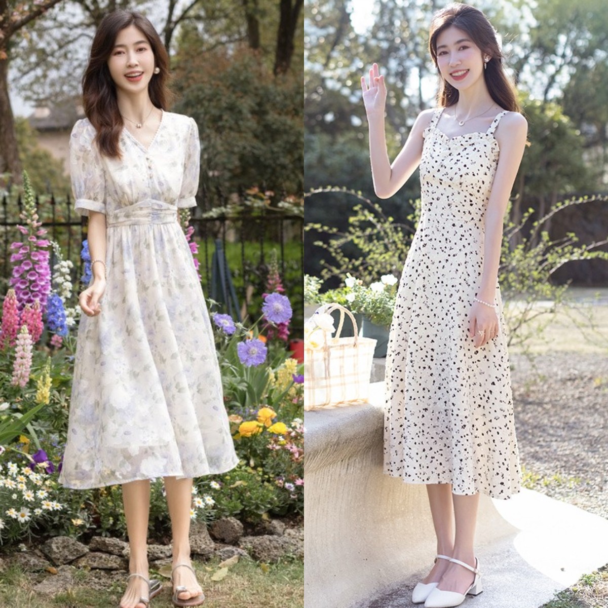 听说春天和碎花裙更配,夏天小碎花连衣裙搭配什么鞋子穿