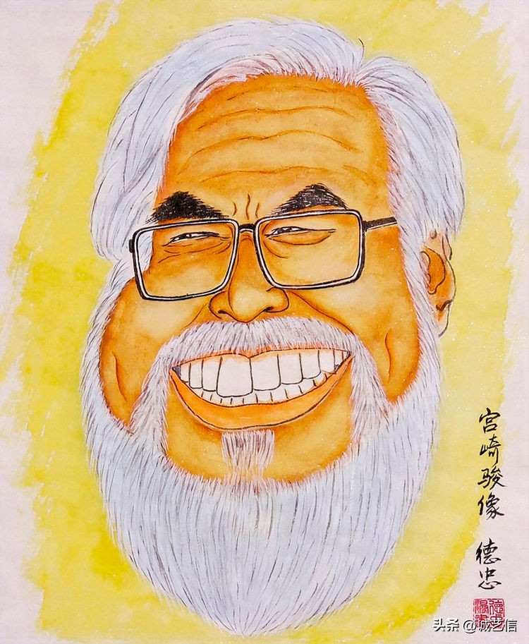 动画大师宫崎骏肖像漫画