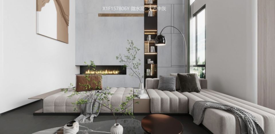 微水泥瓷砖搭配全屋效果图,微水泥柔光瓷砖的真实感受