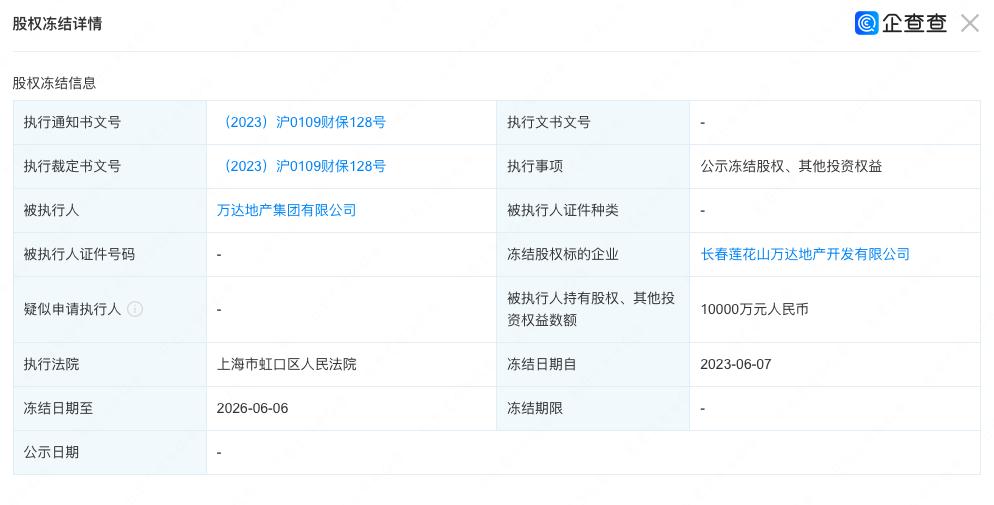 继股权被冻结后用地合同遭解除长春万达莲花山文旅城“胎死腹中”