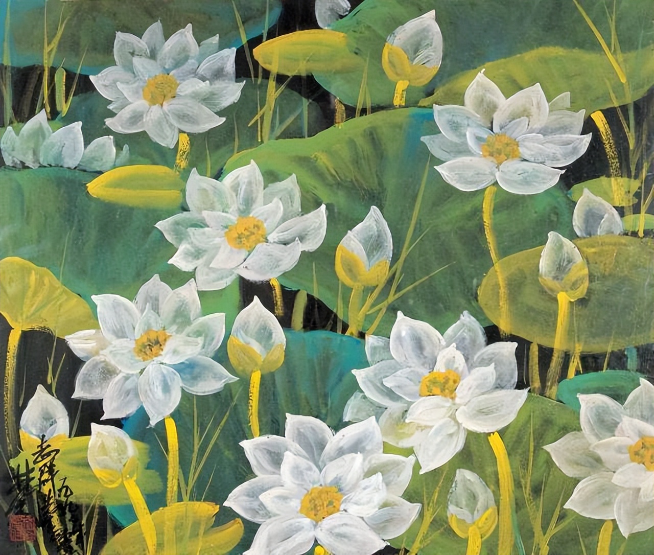 林风眠笔下的荷花有多少张,林风眠荷花