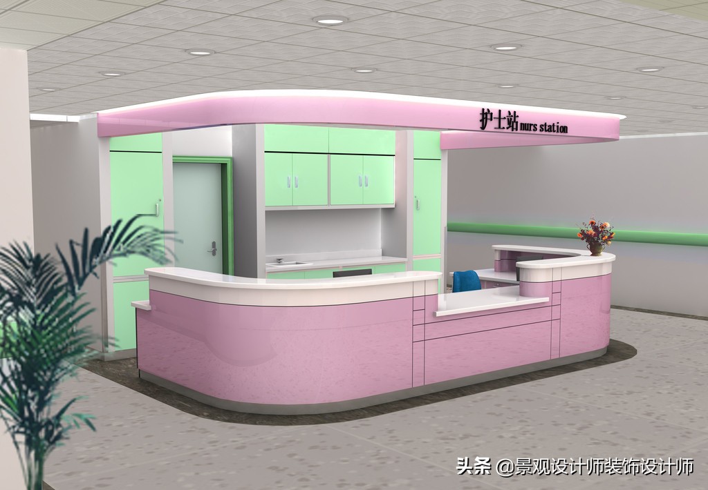 护士站背景墙分隔设计,护士站治疗室设计布局效果图