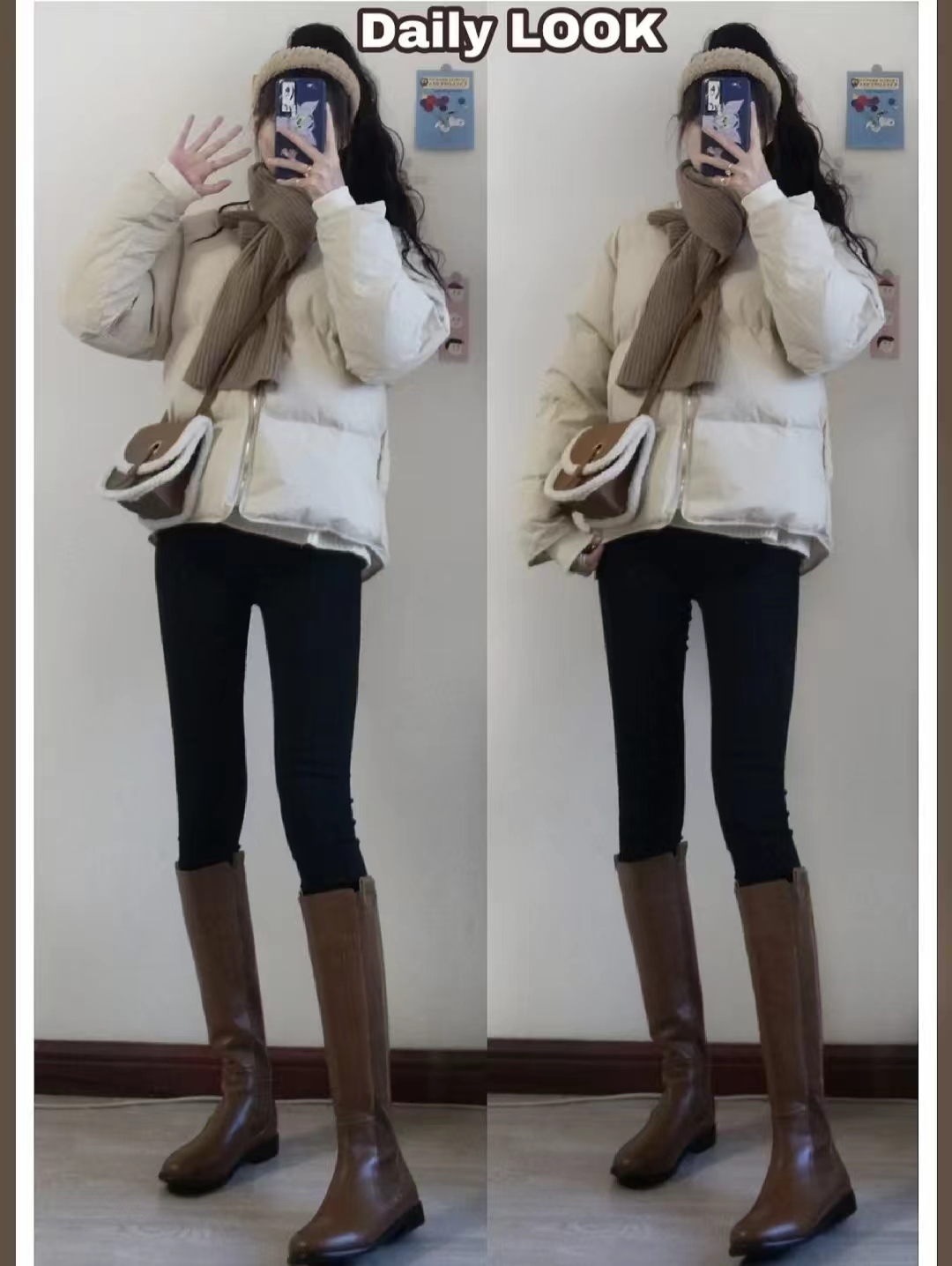 好穿又好搭时尚长筒宽靴,棕色长筒靴子女2022爆款洋气气质