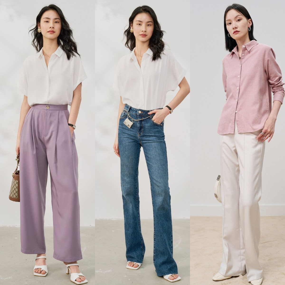 显瘦百搭阔腿裤这样穿好看又时髦,微胖穿衬衫搭阔腿裤