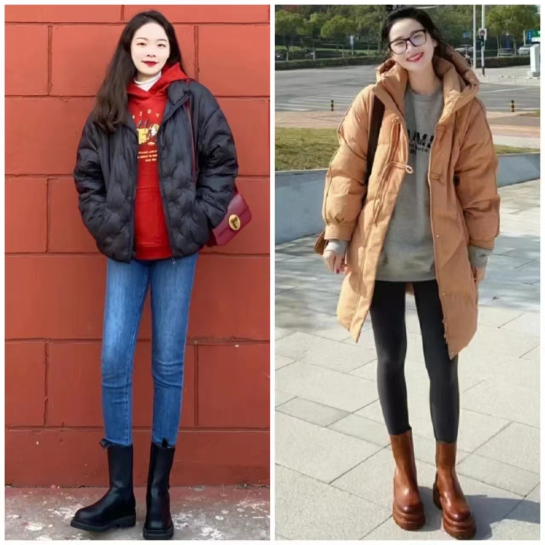 流行的靴子搭配什么衣服图片,中长靴子穿衣搭配图片2020秋冬