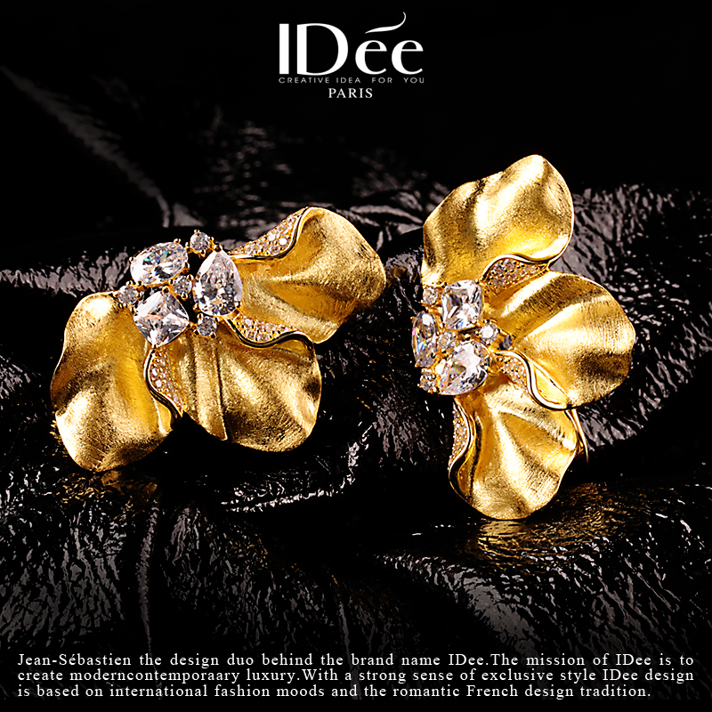 足金耳钉陌上花开,法式轻奢个性不规则小众魔方耳钉