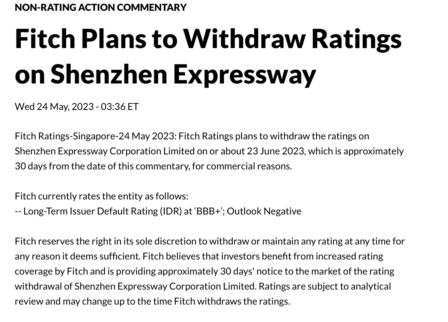 惠誉宣布下调评级的公司,惠誉下调并撤销美国签名银行评级