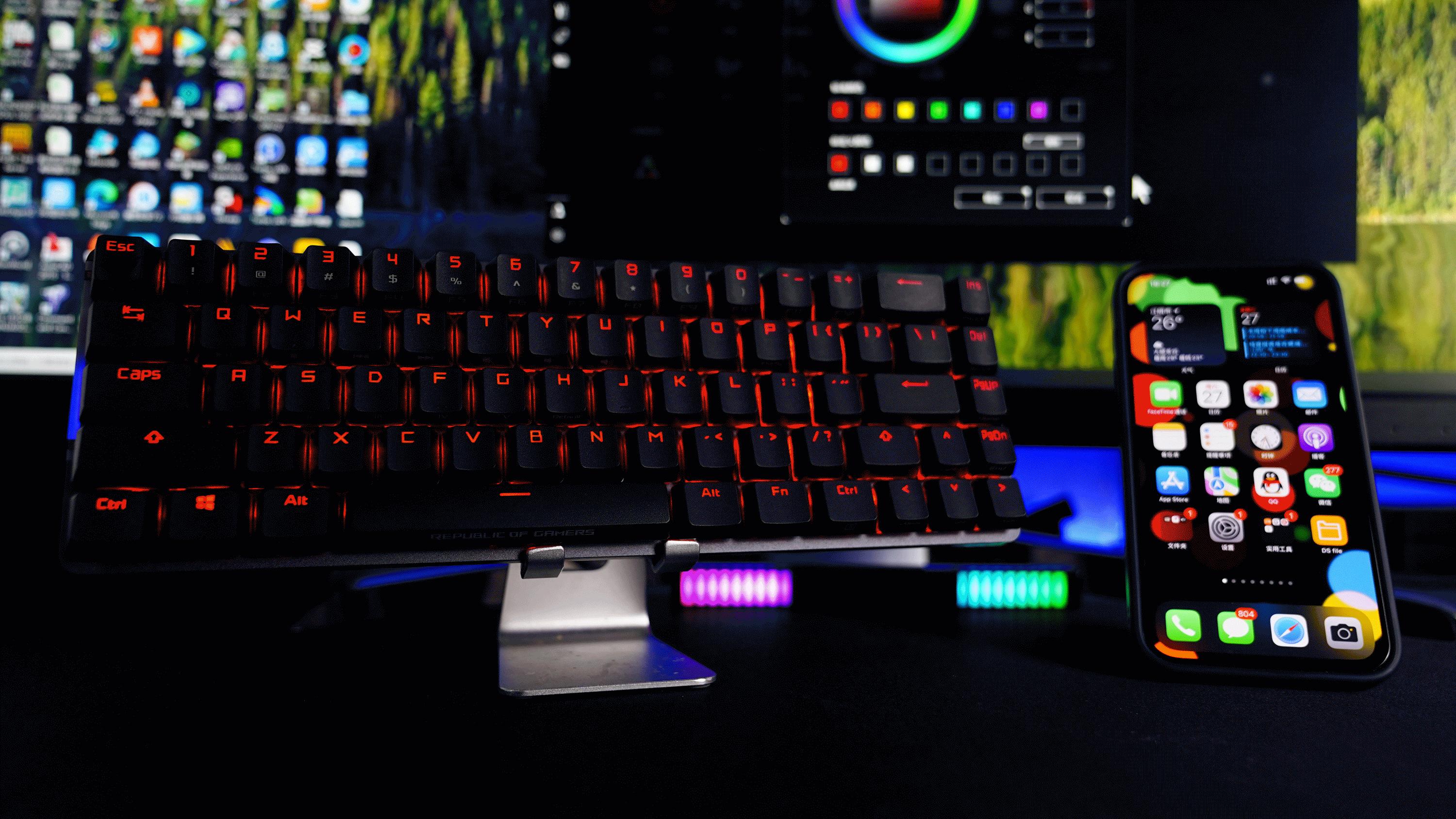 华硕rog夜魔机械键盘哪个轴好,rog魔导士键盘怎么按一下就有灯光