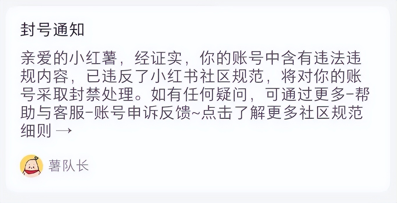 小红书违规封号规则 (小红书违规永久封号)