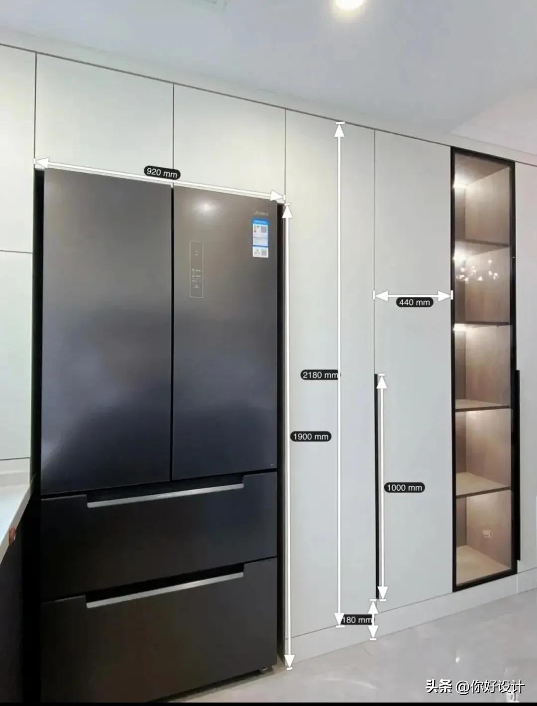 冰箱柜与酒柜一体的斜体柜尺寸,冰箱柜深度尺寸一般是多少