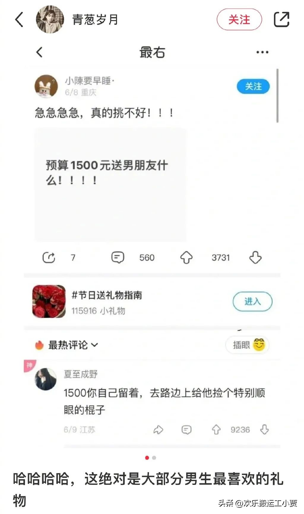 这绝对是大部分男生最喜欢的礼物！一根笔直的棍子！