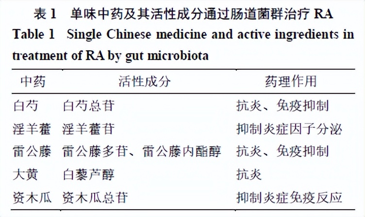 一种治疗类风湿关节炎的中药制剂,肠道菌群对类风湿的影响