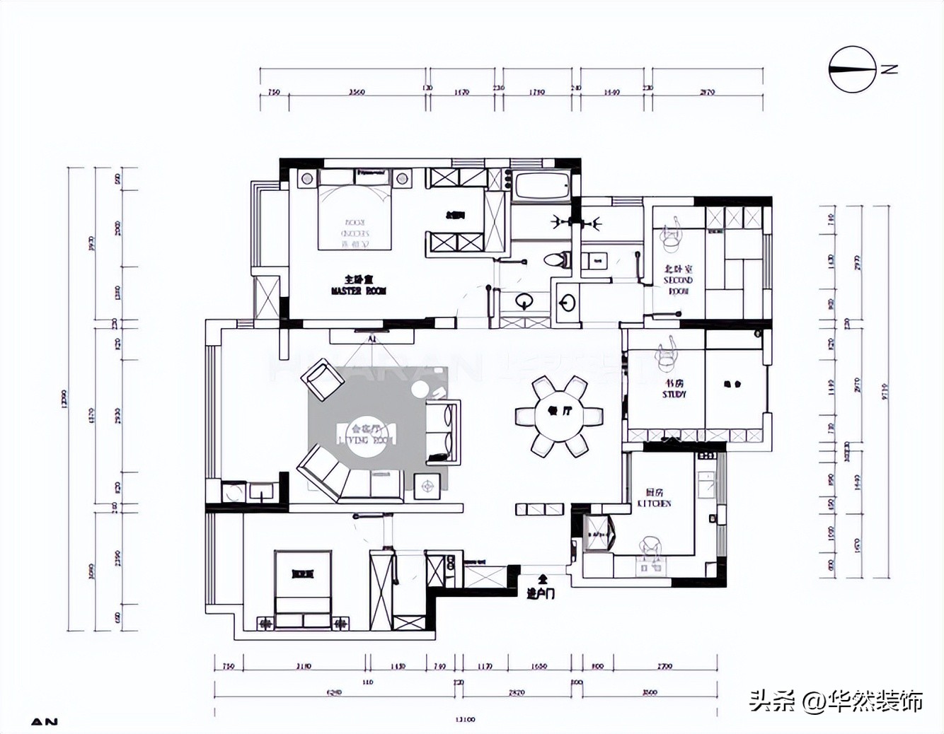 155平大平层装修效果图,180平米大平层客厅轻奢装修带花园