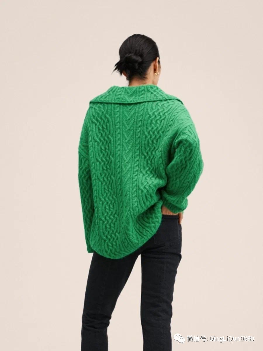 回形针织毛衣图解,绿色和白色最新双色毛衣花样图解