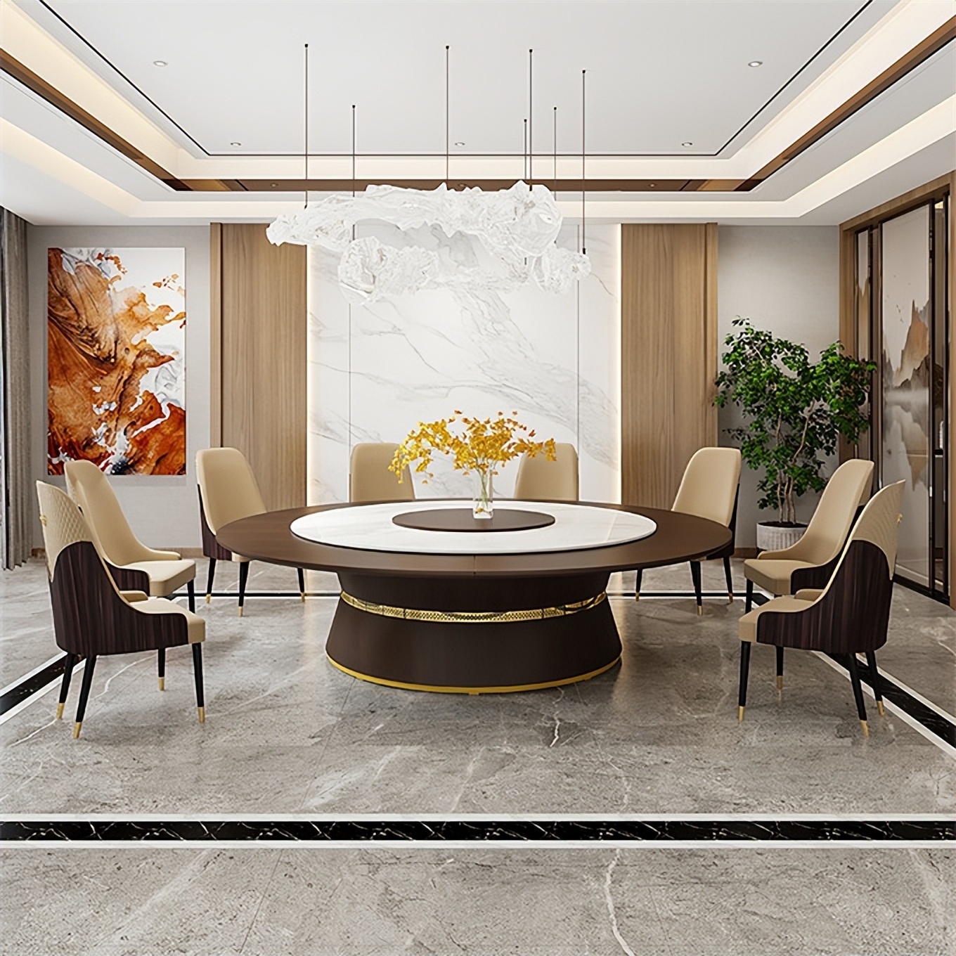 餐桌折叠可伸缩圆桌最新款可旋转,餐桌实木旋转伸缩圆桌