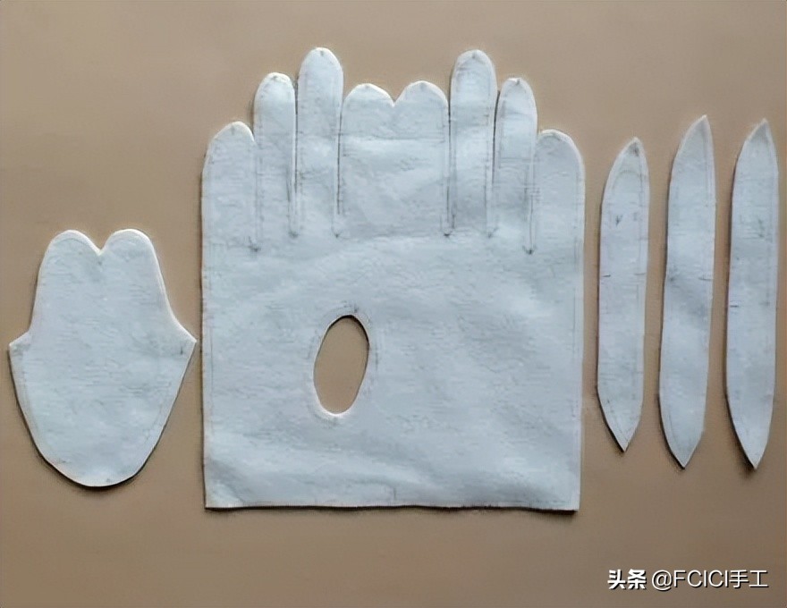 手工布艺手套编织教程,手套的裁剪纸样