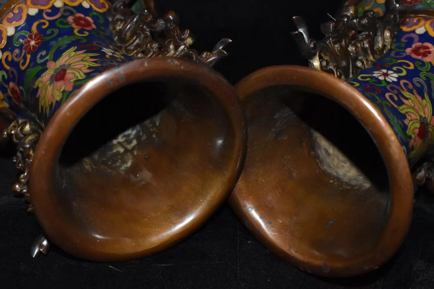 民国景泰蓝花瓶底部特征图片,80年代景泰蓝珐琅花瓶一对价格