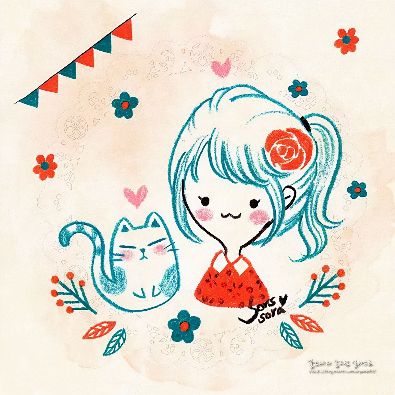 彩铅绘画7-15岁简笔画可爱又简单,可爱彩铅简笔画简单的少女