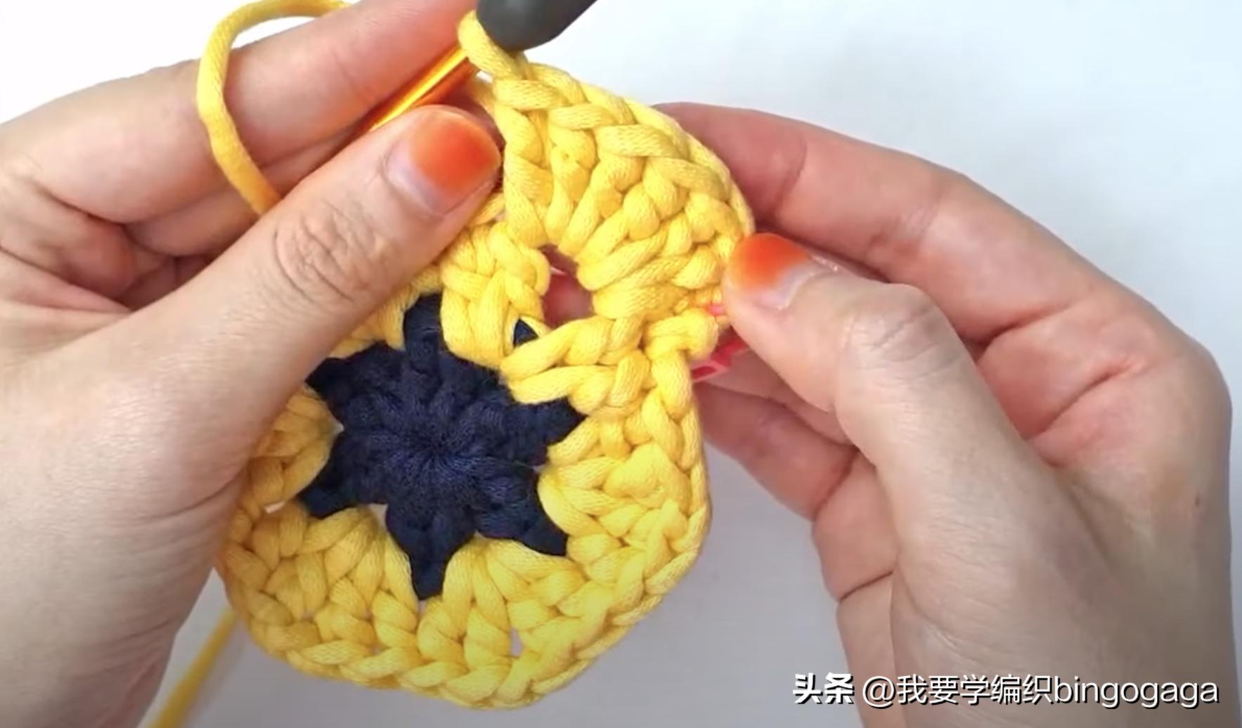 祖母方格小包包拼接编织教程,方形镂空小花包编织教程