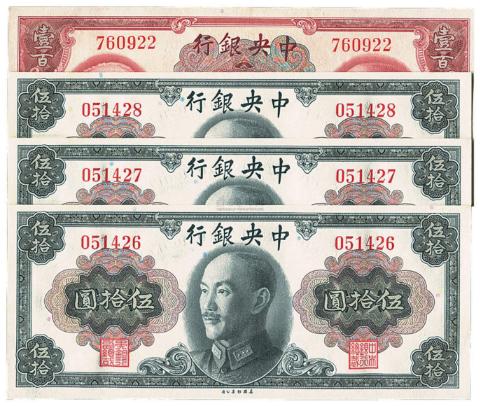 民国纸币金圆券大全套简介,民国纸币1万元能值多少钱