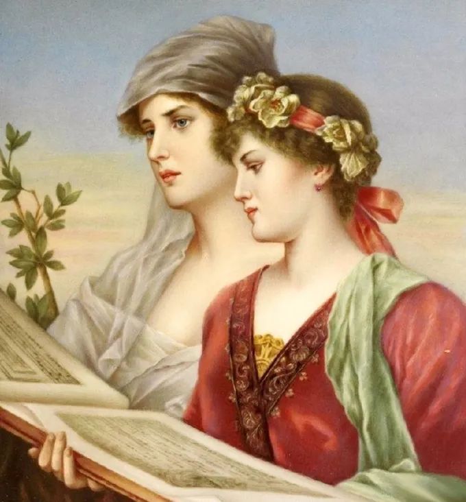 德国绘画风格独特的美女,欧洲艺术绘画女神