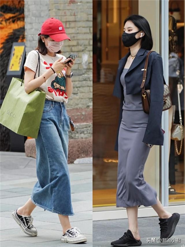 看完太古里女生才发现:都在穿“裙子+运动鞋”!却个个又美又靓